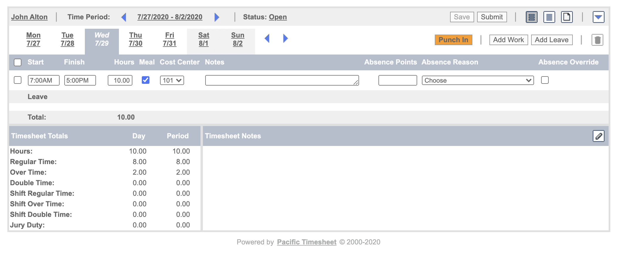 Payroll Time Tracking Pacific Timesheet